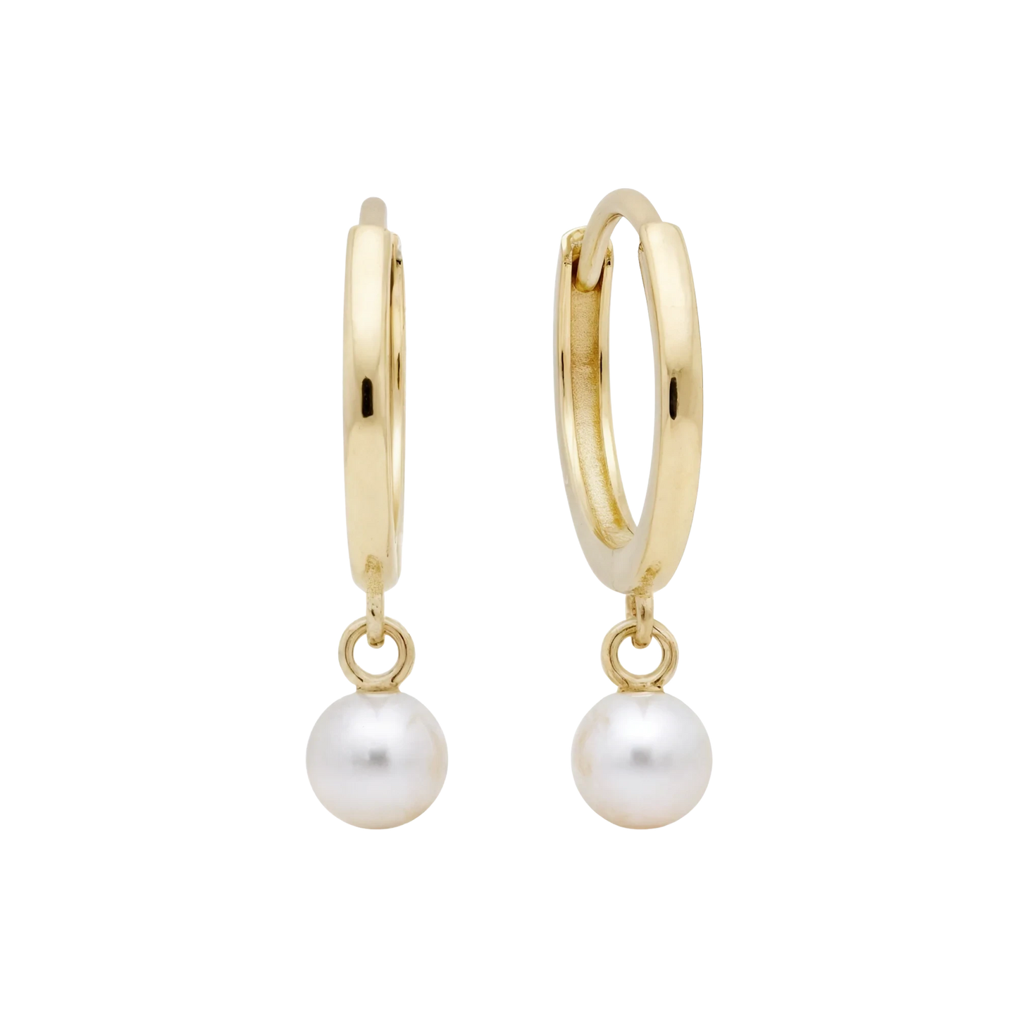 Hypoallergenic 14k Gold Earrings Huggies with Solitaire Gemstones for Women by Qutahia Jewelry.
