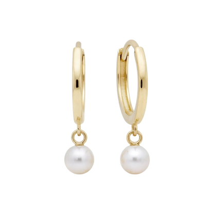 Hypoallergenic 14k Gold Earrings Huggies with Solitaire Gemstones for Women by Qutahia Jewelry.