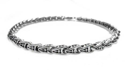 Mens Silver Bracelet Sterling Silver | Heavy Cross Chain | Qutahia Jewellery