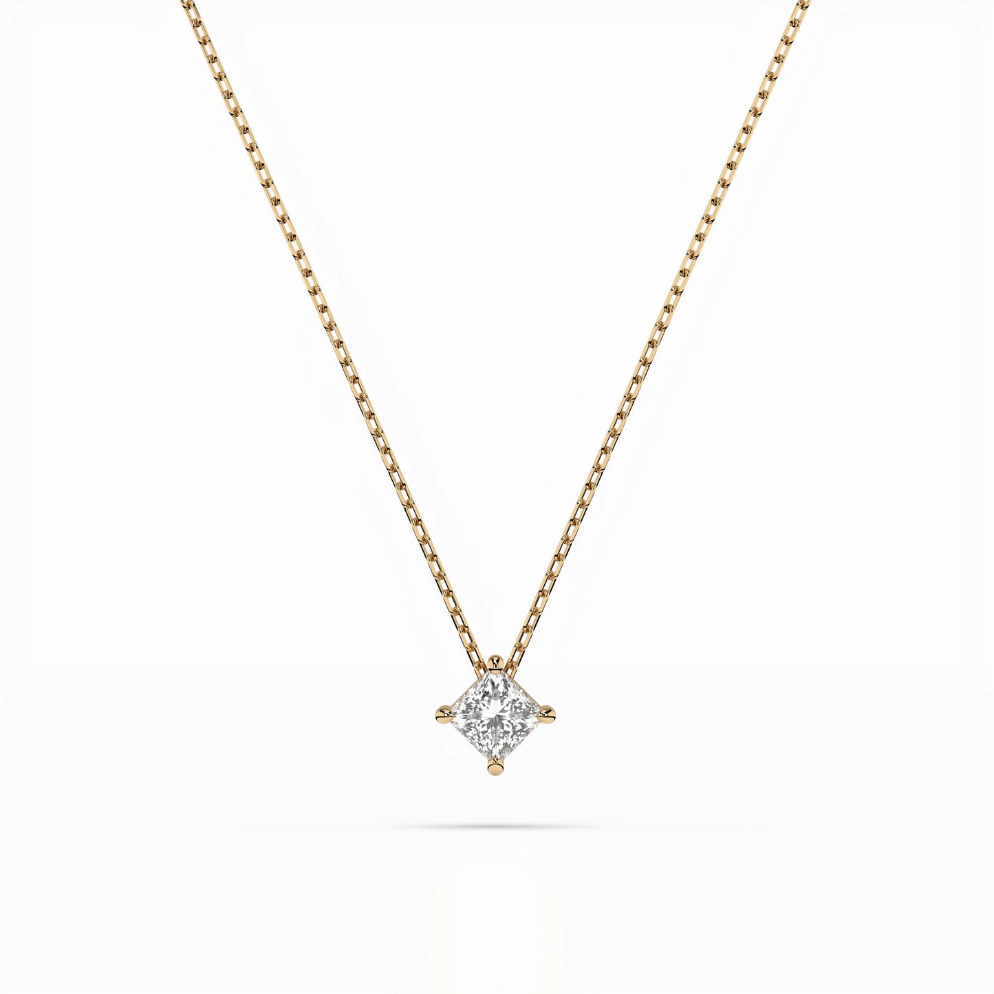 Solitaire Necklace (Princess), 0.1 ct — 104-10055(2.5)PR