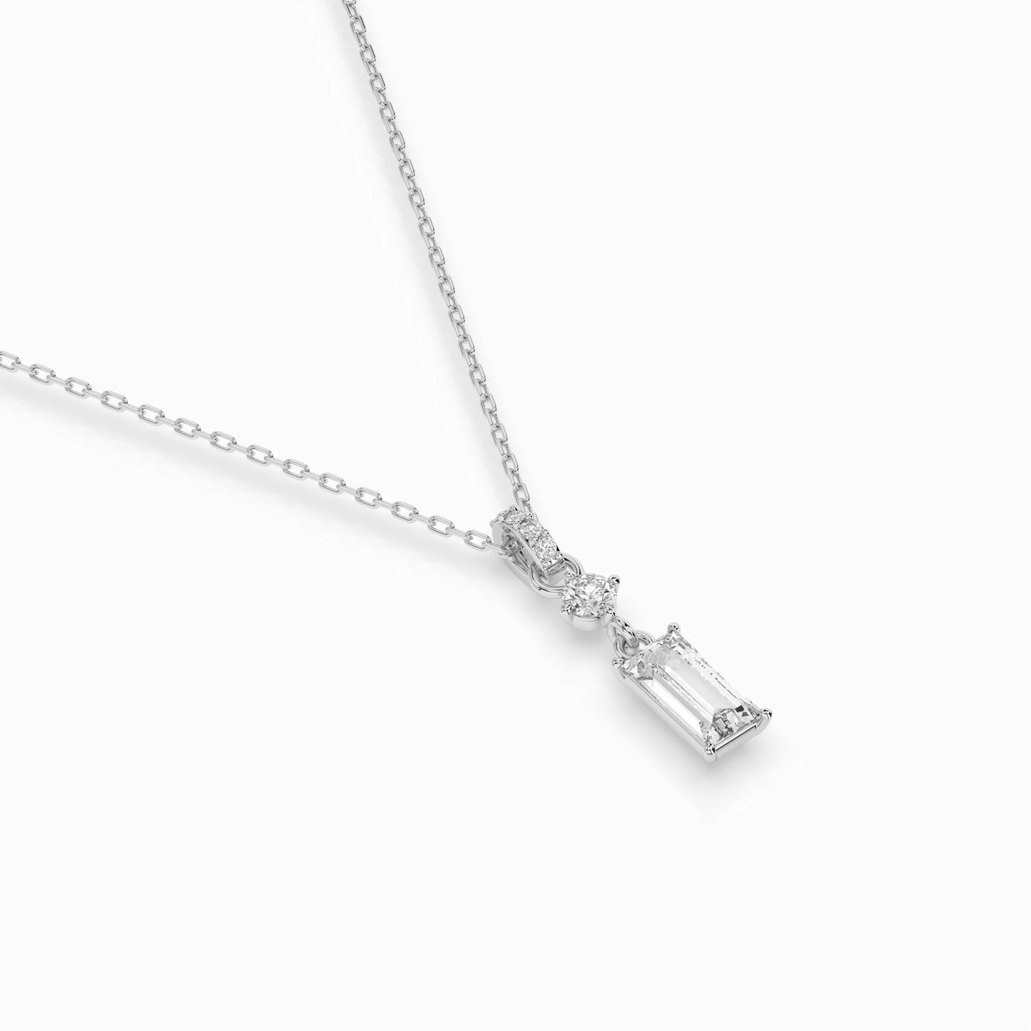 Solitaire Necklace (Baguette), 0.04 ct — 104-10071/3(0.30)BAQ