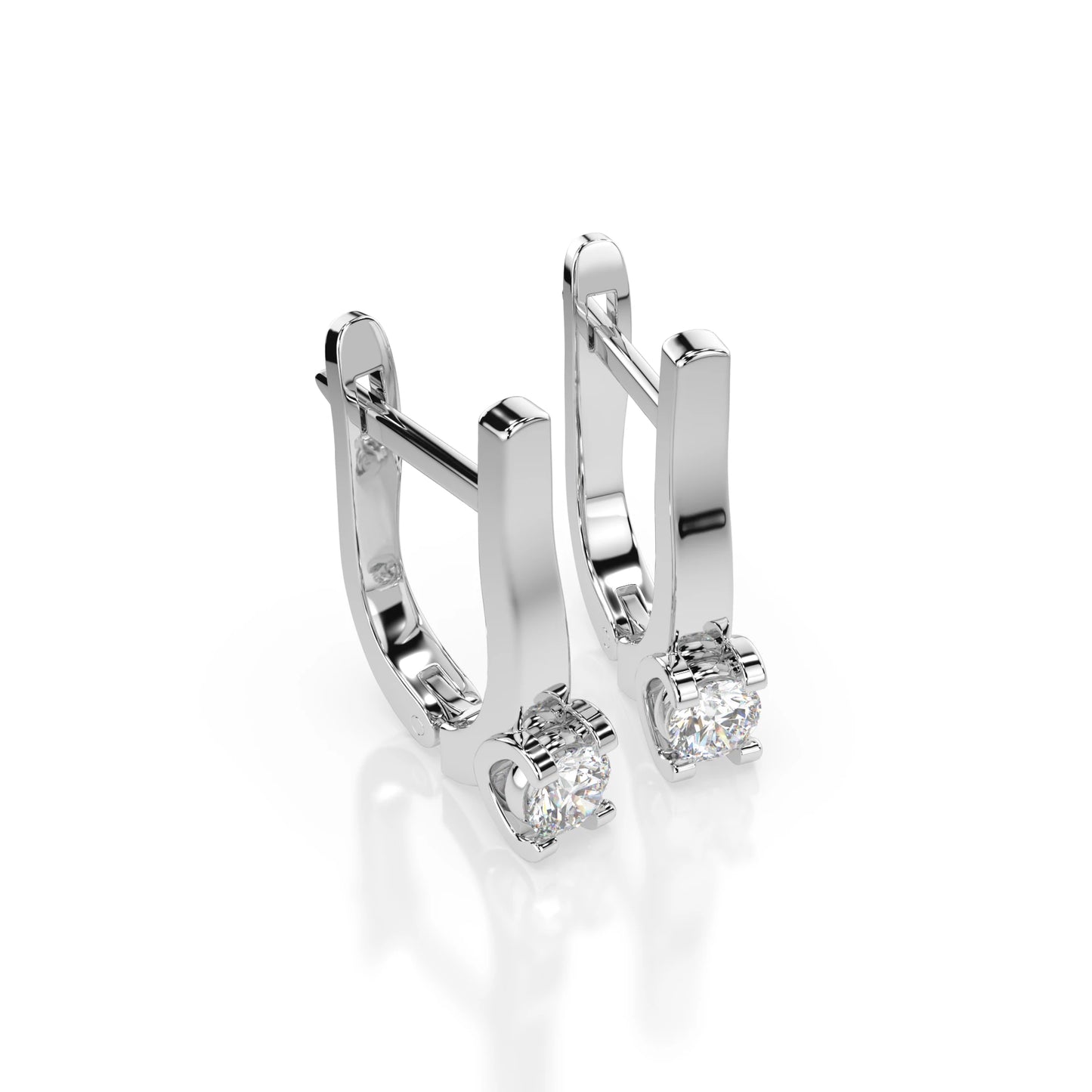 Solitaire English Lock Earring (Round), 0.3 ct — 102-10022(3.4)