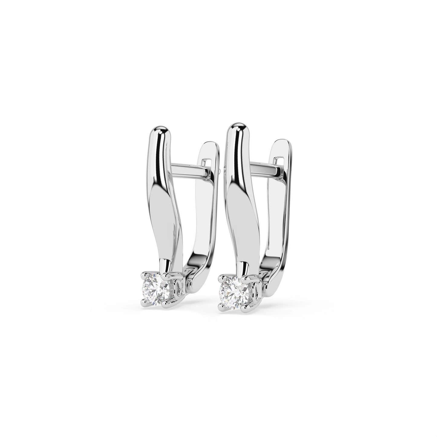 Solitaire English Lock Earring (Round), 0.12 ct — 102-10035(2.5)