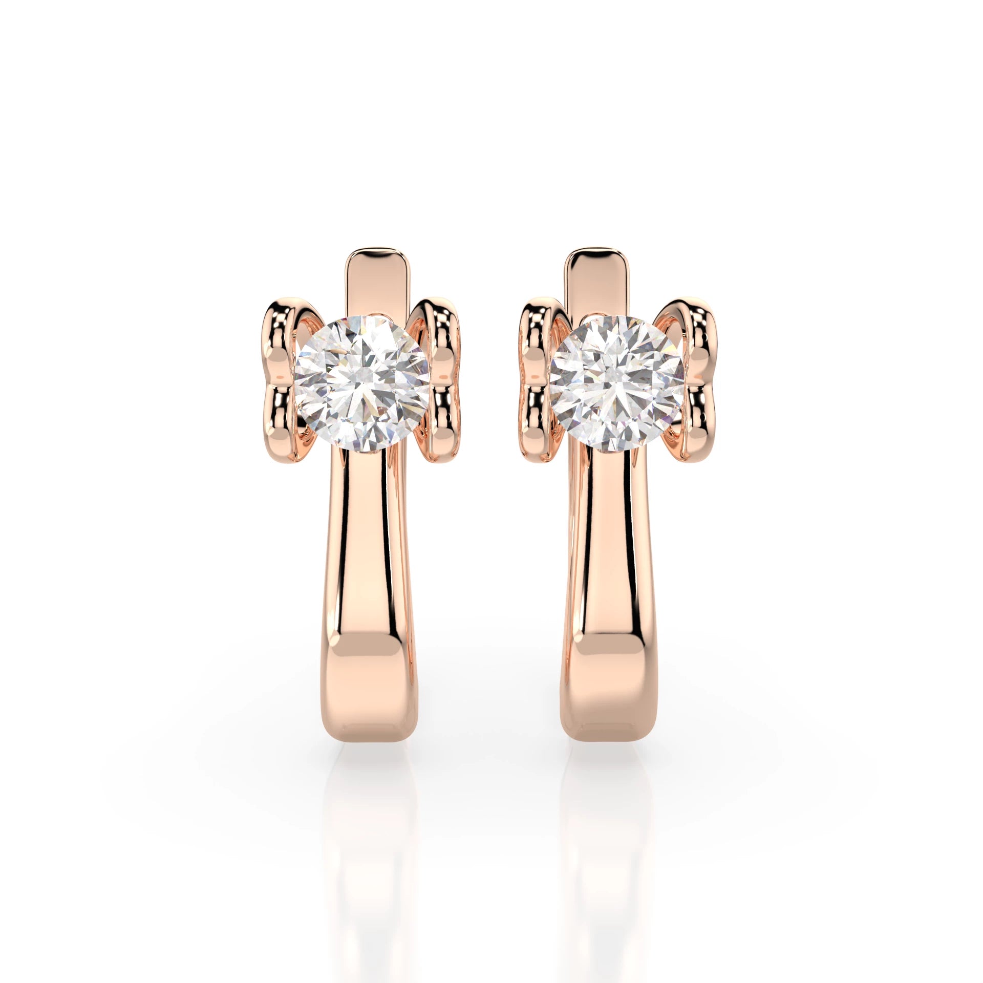 Solitaire English Lock Earring (Round), 0.5 ct — 102-10013(4.0)