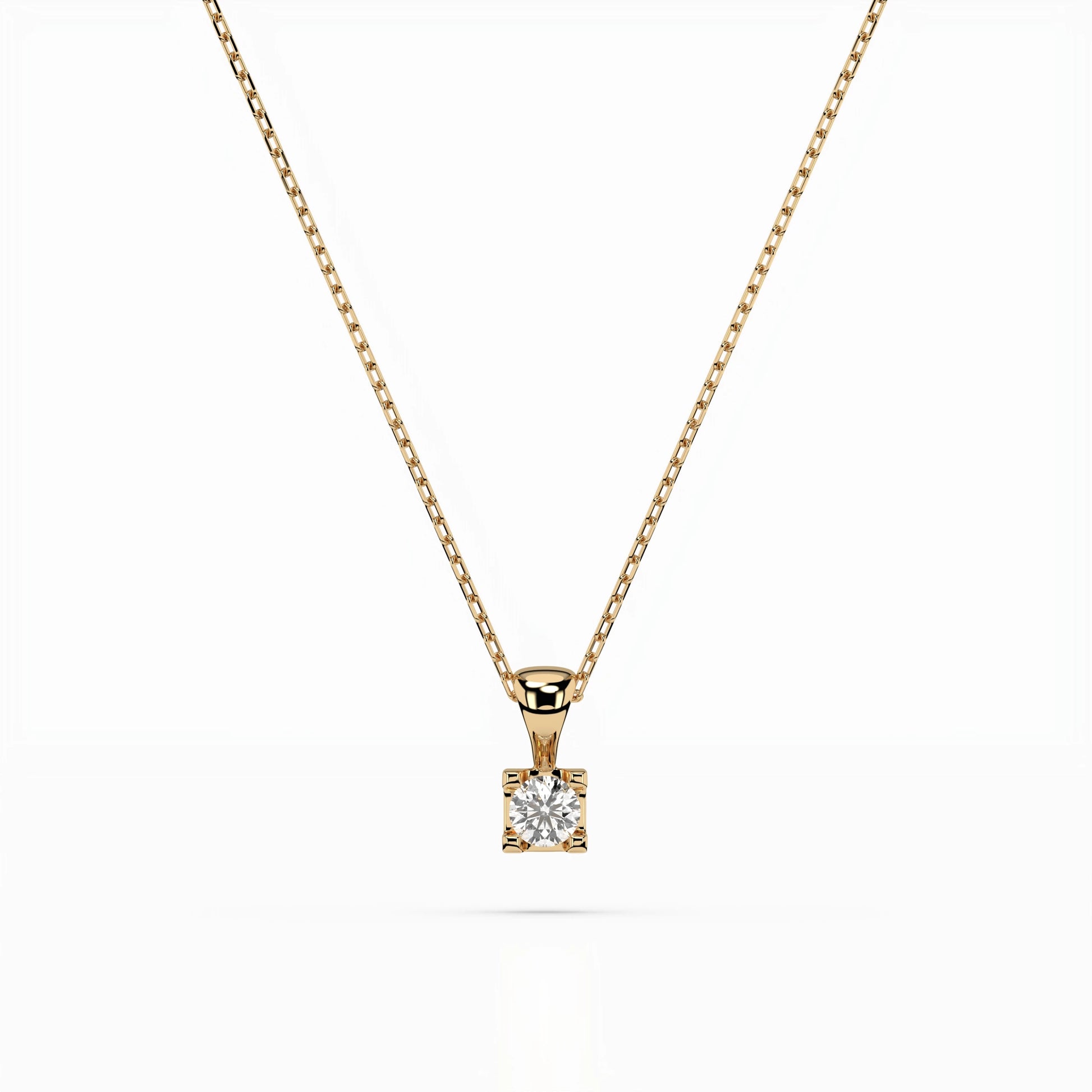 Solitaire Necklace (Round), 0.08 ct — 104-10013(2.7)