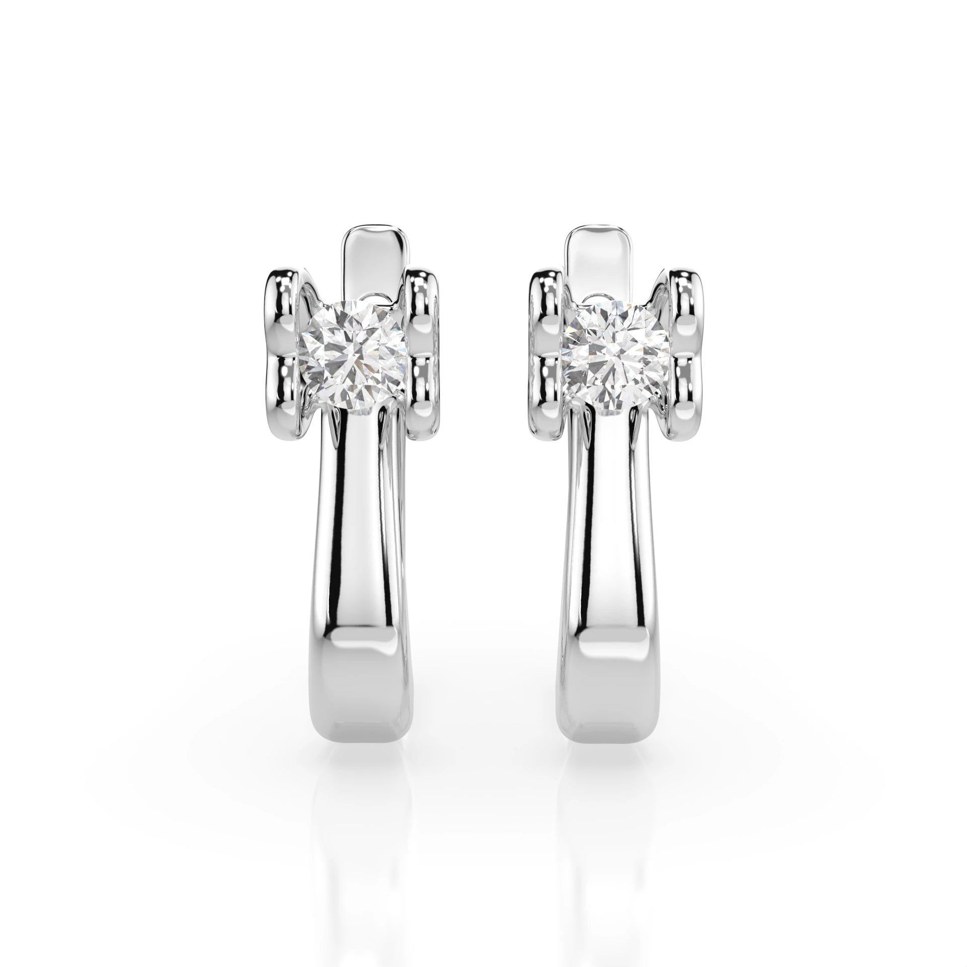 Solitaire English Lock Earring (Round), 0.2 ct — 102-10013(3.0)