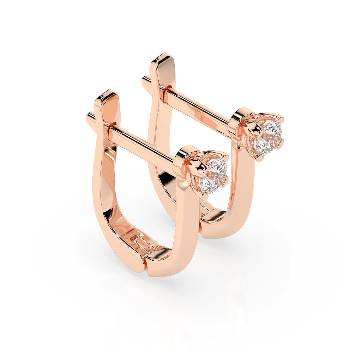 Solitaire English Lock Earring (Round), 0.2 ct — 102-10089(3.0)