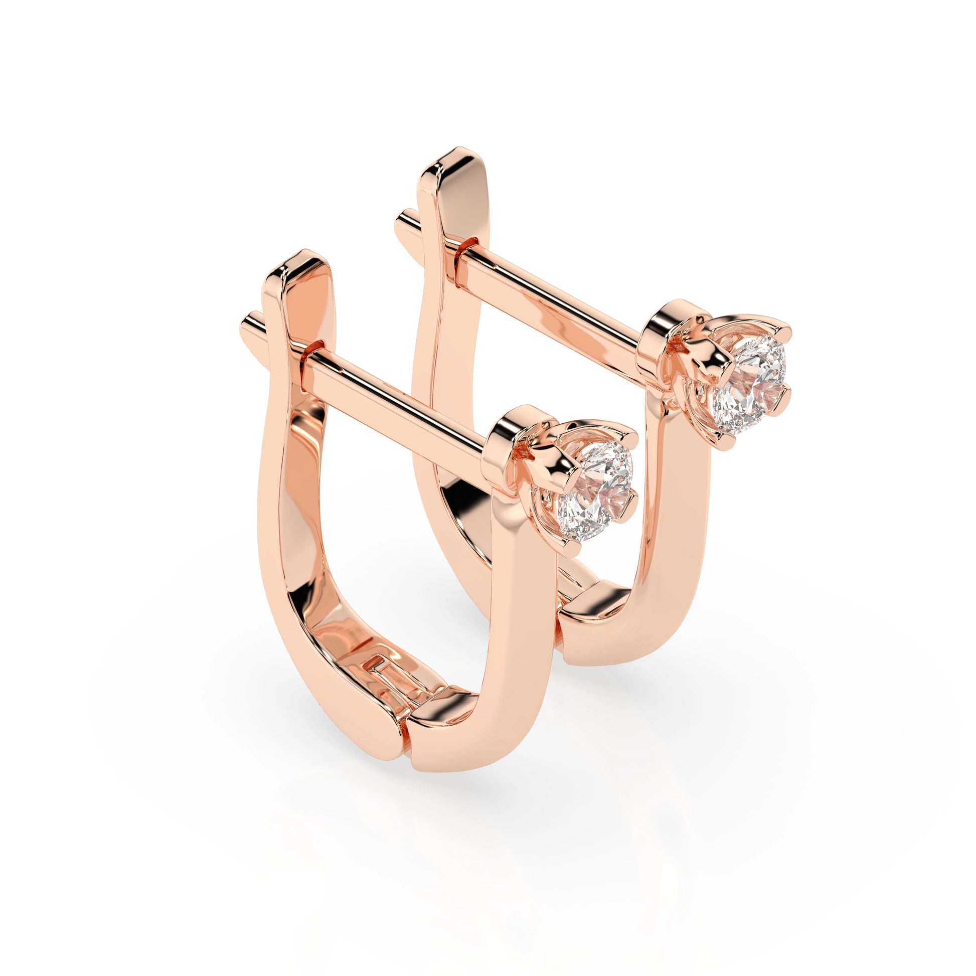 Solitaire English Lock Earring (Round), 0.2 ct — 102-10089(3.0)