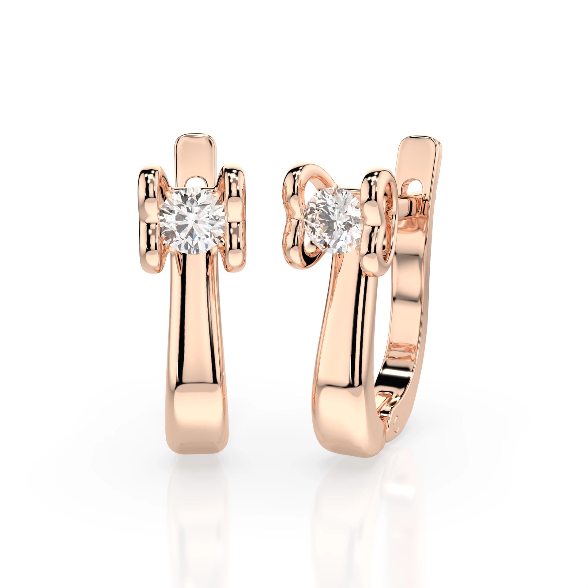 Solitaire English Lock Earring (Round), 0.2 ct — 102-10013(3.0)