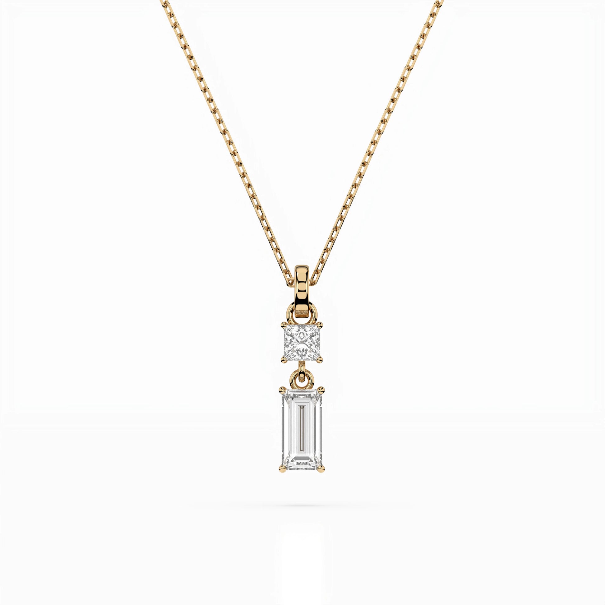 Solitaire Necklace (Baguette), 0.1 ct — 104-10071/1(0.30)BAQ