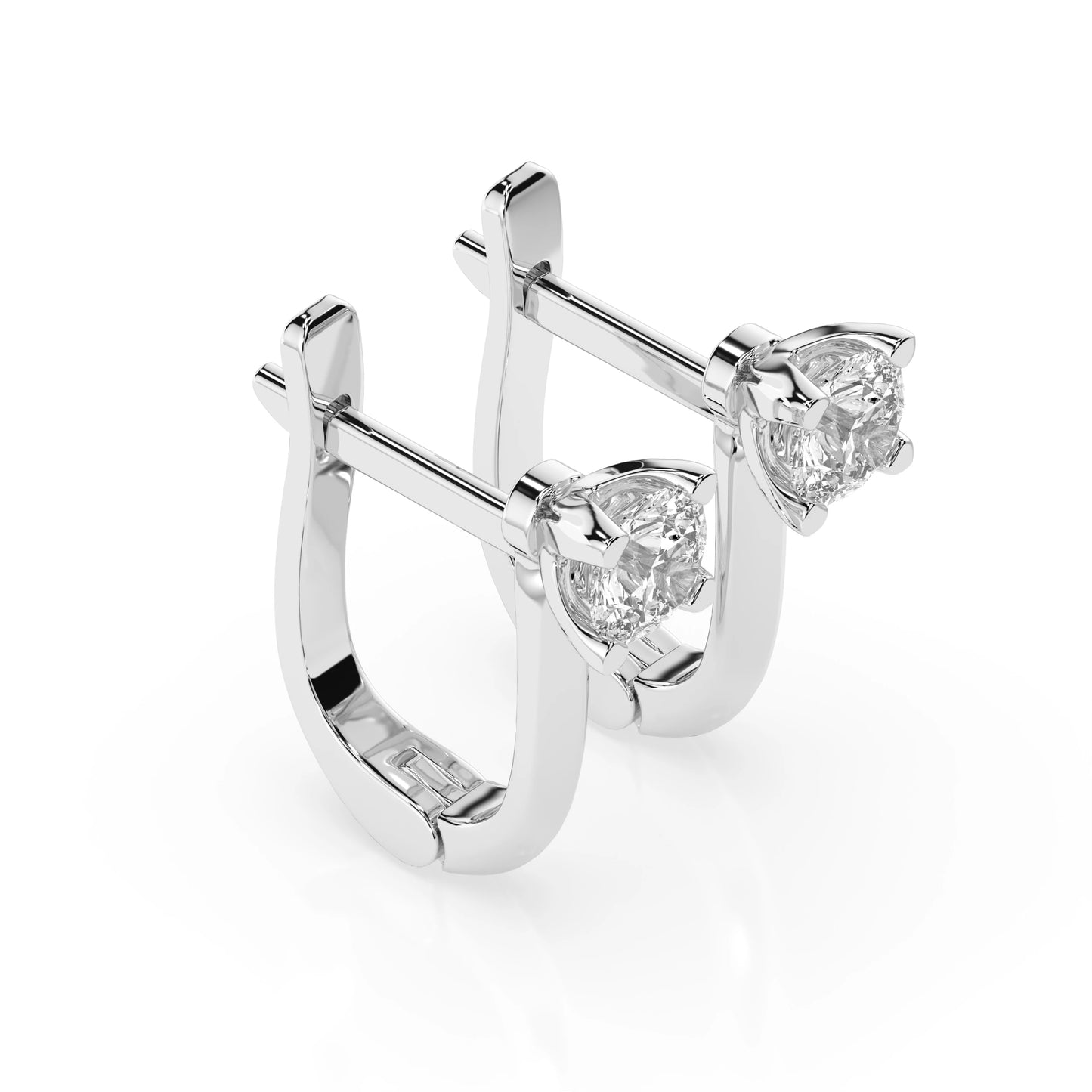 Solitaire English Lock Earring (Round), 0.6 ct — 102-10089(4.2)