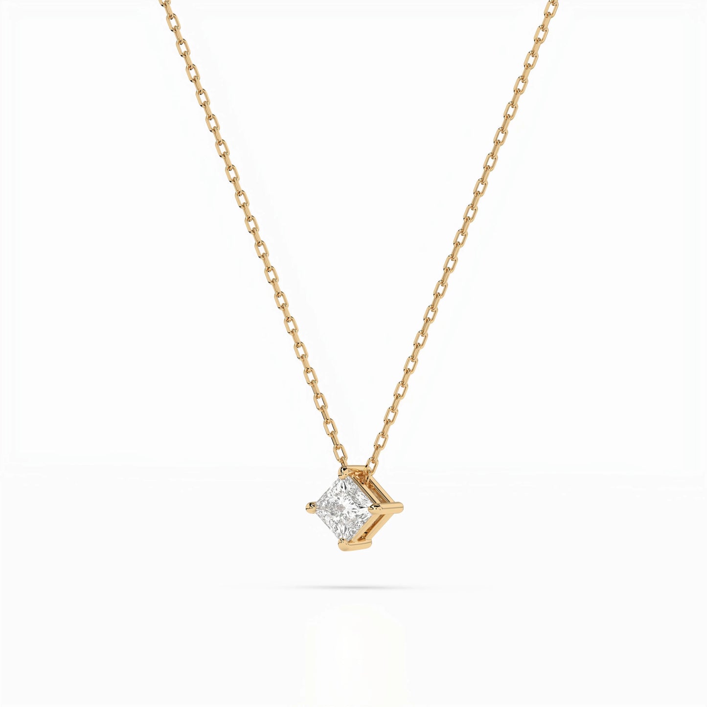 Solitaire Necklace (Princess), 0.1 ct — 104-10055(2.5)PR