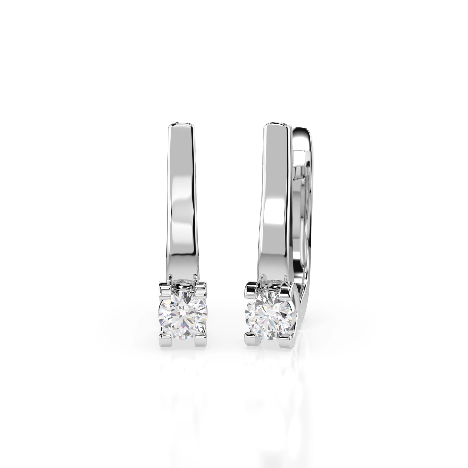 Solitaire English Lock Earring (Round), 0.3 ct — 102-10022(3.4)